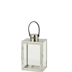 JOLIPA - Lanterne rectangulaire metal/verre argent