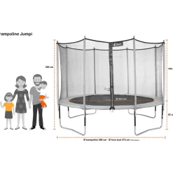 KANGUI - Kangui - trampoline de jardin 365 cm + filet de sécurité jumpi vert/noir 360