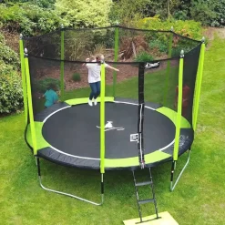 KANGUI - Kangui - trampoline de jardin 244 cm + filet de sécurité jumpi vert/noir 250