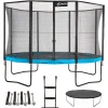 KANGUI - Trampoline 365 cm + filet + échelle + bâche + kit ancrage punchi bleu