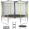 KANGUI - Trampoline 430 cm + filet + échelle + bâche + kit d'ancrage jumpi taupe/vert 430