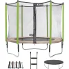 KANGUI - Trampoline 305 cm + filet + échelle + bâche + kit d'ancrage jumpi taupe/vert 300