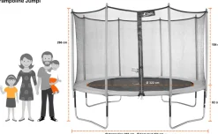 KANGUI - Trampoline de jardin 365 cm + filet de sécurité + échelle jumpi vert/noir 360