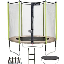 KANGUI - Trampoline de jardin 244 cm + filet de sécurité + échelle + bâche de protection