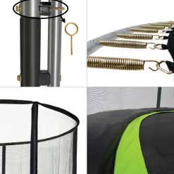 KANGUI - Trampoline de jardin rond 430 cm + filet de sécurité + échelle | punchi vert 430