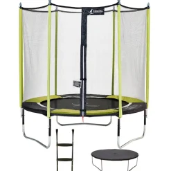 KANGUI - Trampoline de jardin 244 cm + filet de sécurité + échelle + bâche de protection