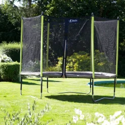KANGUI - Trampoline de jardin 305 cm + filet de sécurité jumpi taupe/vert 300