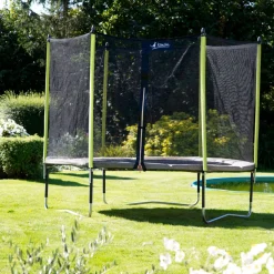 KANGUI - Trampoline de jardin 426 cm + filet de sécurité jumpi taupe/vert 430