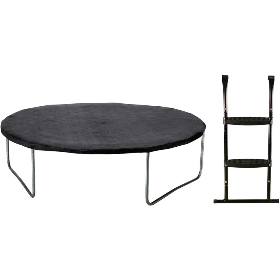 KANGUI - Trampoline de jardin jumpi taupe/vert 305 cm + filet + échelle + bâche de protec