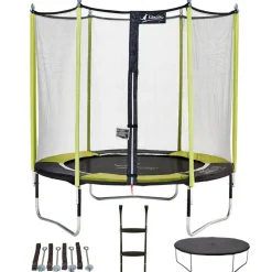 KANGUI - Trampoline de jardin 244 cm + filet de sécurité + échelle + bâche de protection