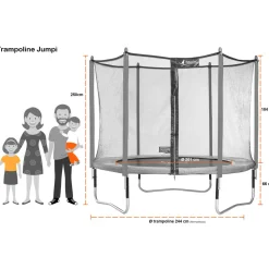 KANGUI - Trampoline de jardin 244 cm + filet de sécurité + échelle + bâche de protection