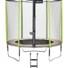 KANGUI - Trampoline de jardin 244 cm + filet de sécurité + échelle jumpi taupe/vert 250