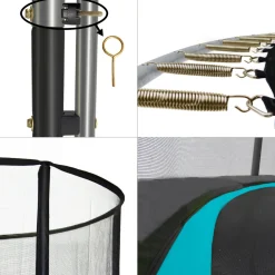 KANGUI - Trampoline de jardin rond 430 cm + filet de sécurité + échelle + bâche de protec