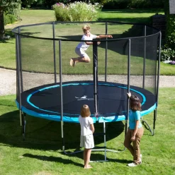 KANGUI - Trampoline de jardin rond 430 cm + filet de sécurité + échelle + bâche de protec