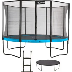 KANGUI - Trampoline de jardin 365 cm + filet de sécurité + échelle + bâche de protection