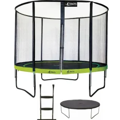 KANGUI - Trampoline de jardin rond 305 cm + filet de sécurité + échelle + bâche de protec