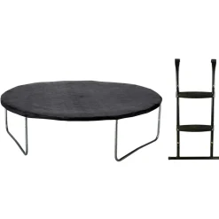 KANGUI - Trampoline de jardin rond 305 cm + filet de sécurité + échelle + bâche de protec