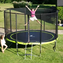 KANGUI - Trampoline de jardin rond 305 cm + filet de sécurité + échelle + bâche de protec