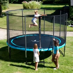 KANGUI - Trampoline de jardin rond 430 cm + filet de sécurité + échelle | punchi bleu 430