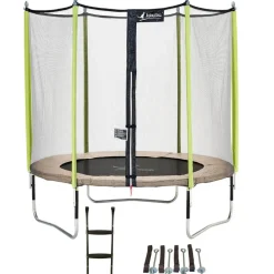 KANGUI - Trampoline de jardin 244 cm + filet de sécurité + échelle + kit d'ancrage jumpi