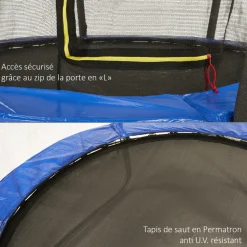 KANGUI - Trampoline rond ø180cm avec filet de sécurité intérieur - fpr 180