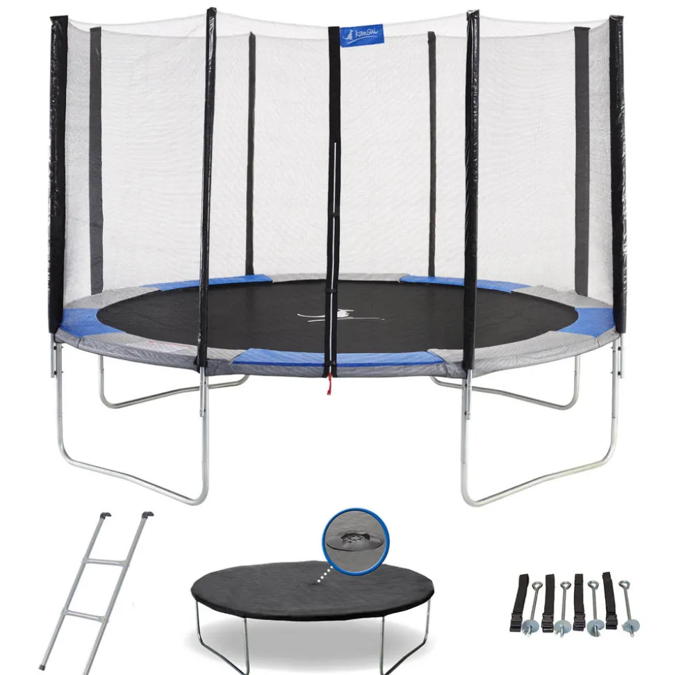 KANGUI - Trampoline rond ø360cm avec filet, échelle, bâche et kit ancrage - ralli 360