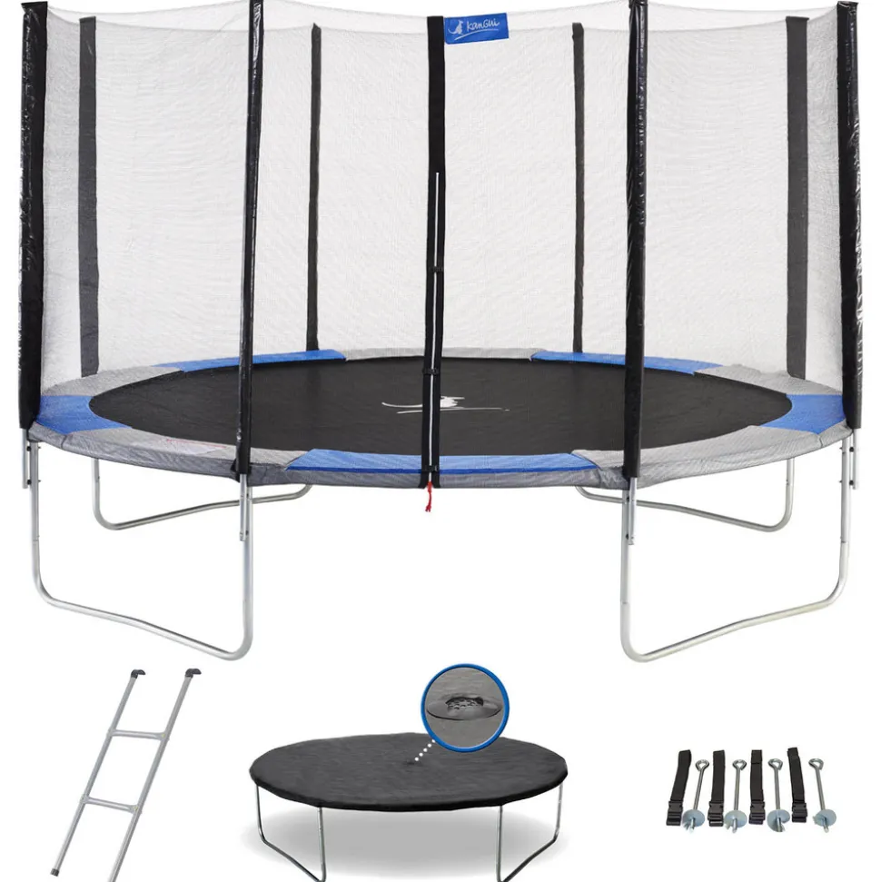KANGUI - Trampoline rond ø430cm avec filet, échelle, bâche et kit ancrage - ralli 430