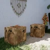 KING MATERIAUX - Tabourets en teck 40cmx40cmx40cm lot de 2