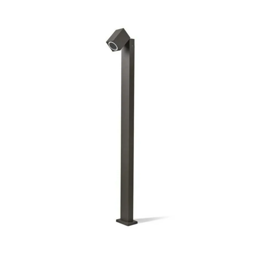 KOBI - Borne de jardin design noir avec spot orientable pour ampoule gu10