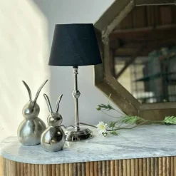 LA GRANDE PRAIRIE - Basil lapin décoratif argenté 13x10x23cm