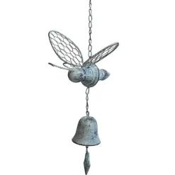 LA GRANDE PRAIRIE - Clochette abeille blanc patiné 20x18x75cm