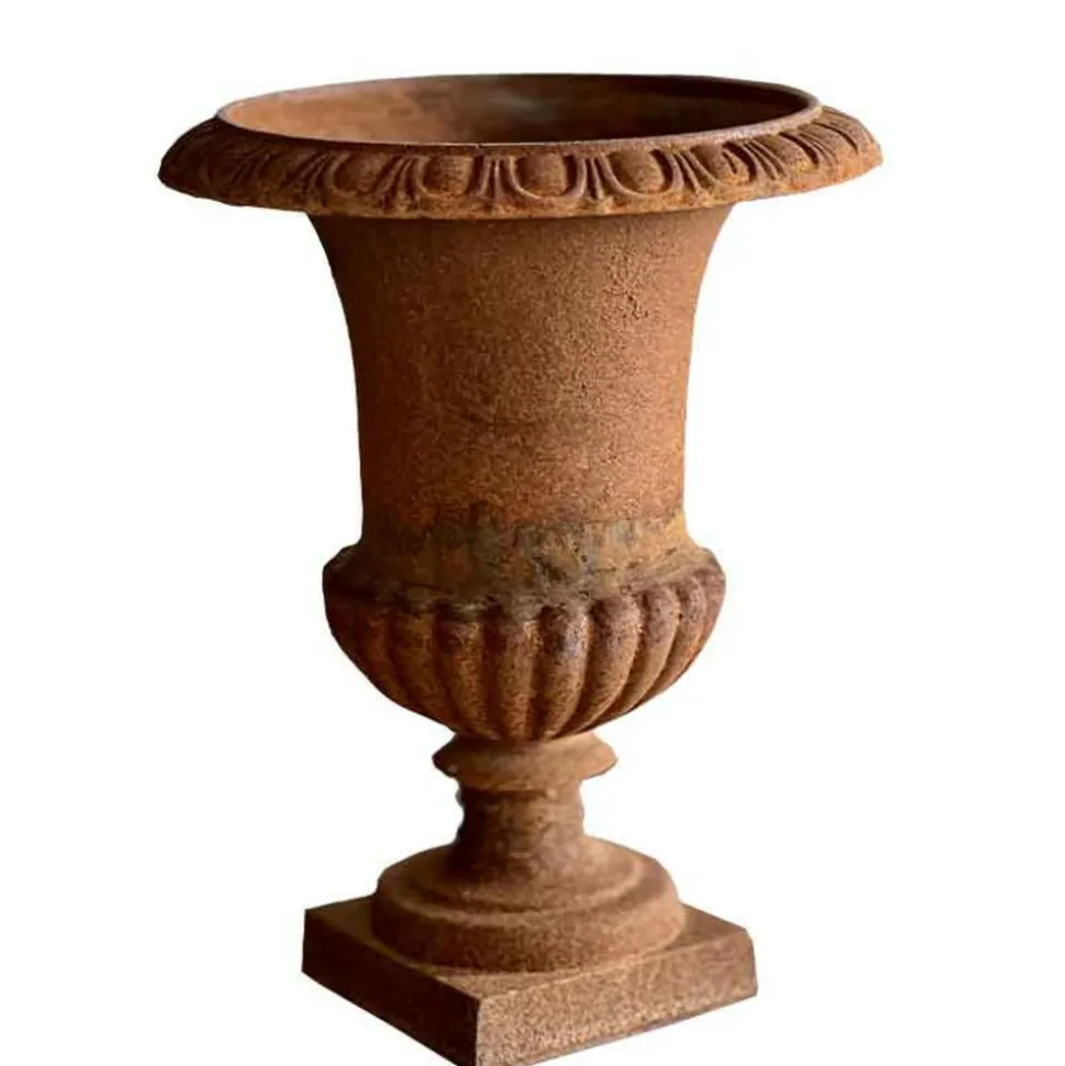 LA GRANDE PRAIRIE - Petit vase médicis fonte rouille 34x34x43cm