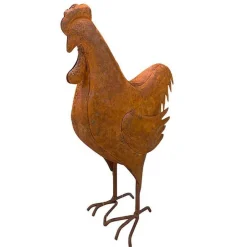 LA GRANDE PRAIRIE - Statuette coq fer rouille 14x7x21cm