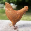 LA GRANDE PRAIRIE - Statuette poule décorative fer rouille 17x7x20cm