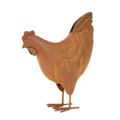 LA GRANDE PRAIRIE - Statuette poule décorative fer rouille 17x7x20cm