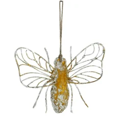 LA GRANDE PRAIRIE - Suspension abeille blanc doré 15x4x13cm