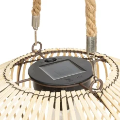 Lampe extérieur solaire led à suspendre ou à poser lilou rotin naturel ø 31.5cm