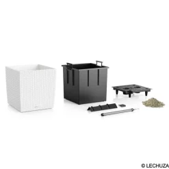 LECHUZA - Cube Cottage en polypropylène, blanc L. 40 x l. 40 x H. 39 cm