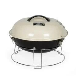 LIVOO - Barbecue a charbon portable - - doc301 - ø34 cm - grille chromé - hauteur 18 cm - poignées - loquets de sécurité
