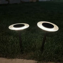 LUMISKY - 2 balises solaires à piquer ufo noir acier h35cm