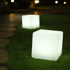 LUMISKY - Cube solaire lumineux multicolore casy blanc plastique h30cm