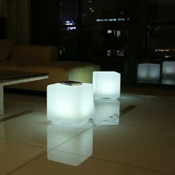 LUMISKY - Cube solaire lumineux multicolore casy blanc plastique h30cm