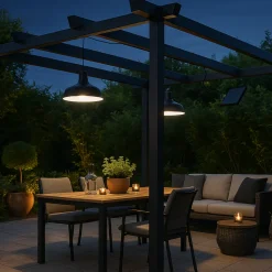 LUMISKY - Double suspensions solaires waren noir metal d18cm