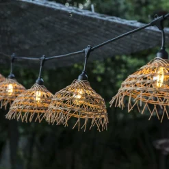 LUMISKY - Guirlande lumineuse hawaii noir poly rotin 6m