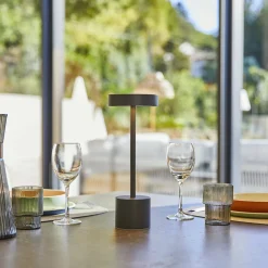 LUMISKY - Lampe de table sans fil touch led roby gris aluminium h30cm