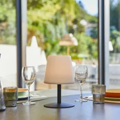 LUMISKY - Lampe de table sans fil led standy mini noir acier h25cm