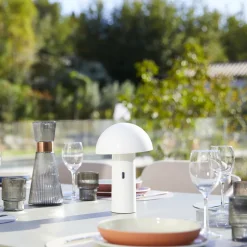 LUMISKY - Lampe de table sans fil led tod blanc metal h28cm