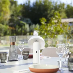 LUMISKY - Lampe de table sans fil led tod blanc metal h28cm