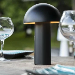 LUMISKY - Lampe de table sans fil led tod noir metal h28cm
