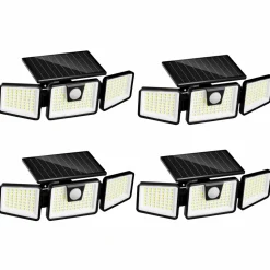 LUMISKY - Lot de 4 spots solaires avec détecteur falcon noir plastique 800lm